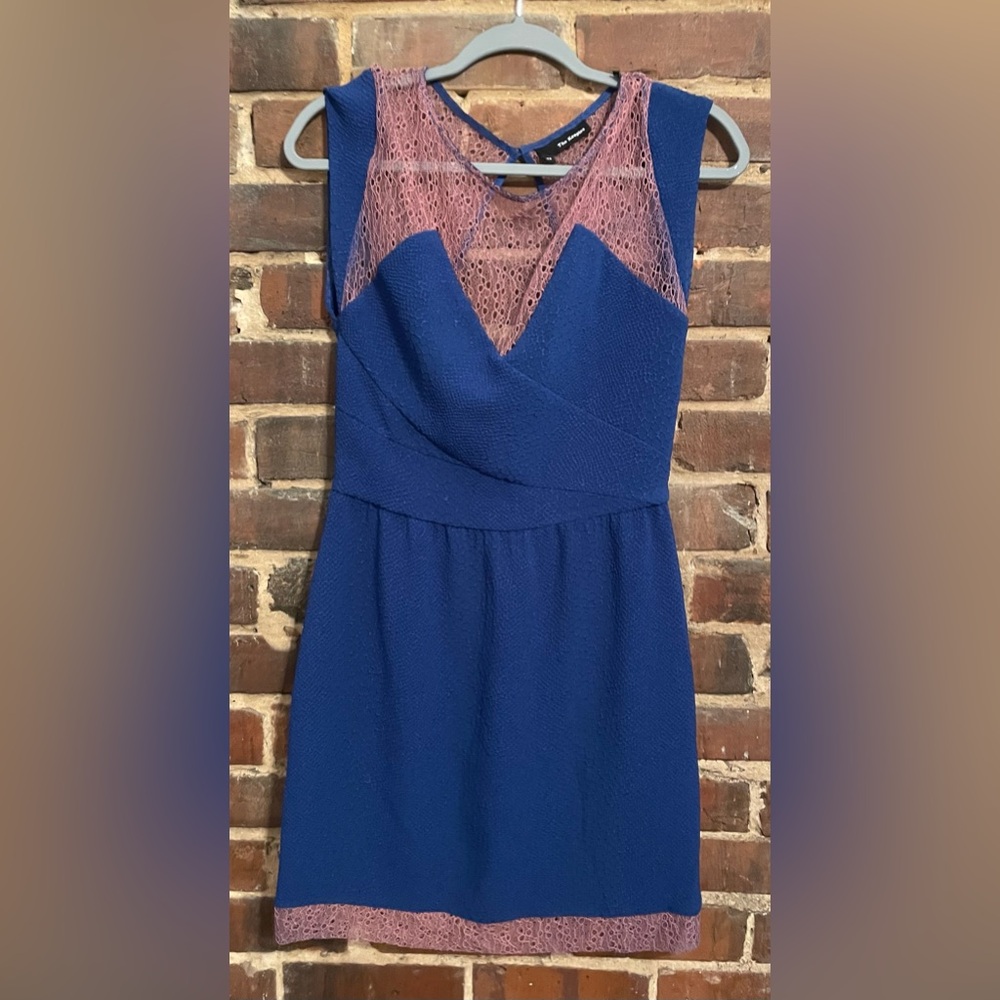 The Kooples Lace Snake Mini Dress Royal Blue & Lavender